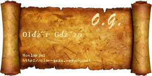 Olár Géza névjegykártya